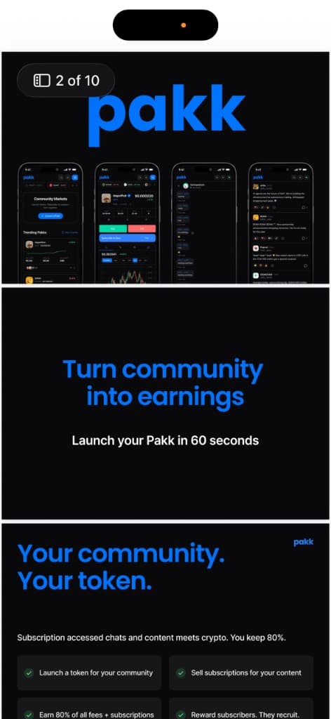 Pakk — Turn community into earnings